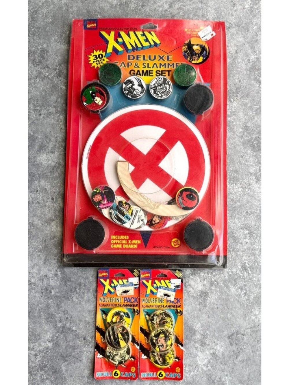 Vintage Marvel X-Men Deluxe Cap & Slammer Pog Caps Game Set Toy Biz 1994 NEW